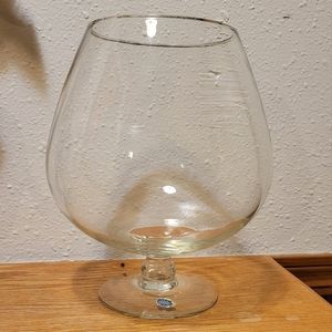 Vtg West Virginia Glass Co. Silver Trimmed Footed Pedestal Large Crystal Goblet